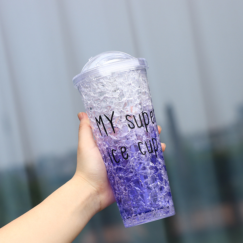 แก้วพลาสติก2ชั้น แก้วใส2ชั้น 16oz-20oz แก้วเก็บความเย็น กระบอกน้ำ แก้วน้ำ แก้วน้ำแบบใส ทรงคริสตัล ขนาด 20oz
