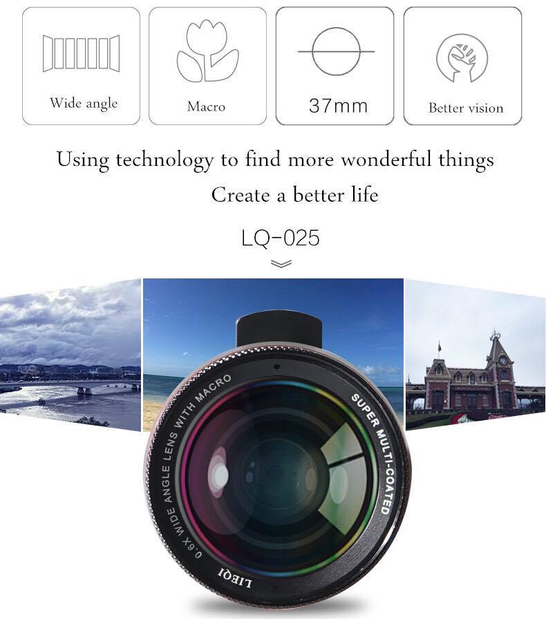 เลนส์เสริมมือถือ รุ่น HPLQ-025 คลิปเลนส์ 0.6X Wide-angle 15X Macro-lens