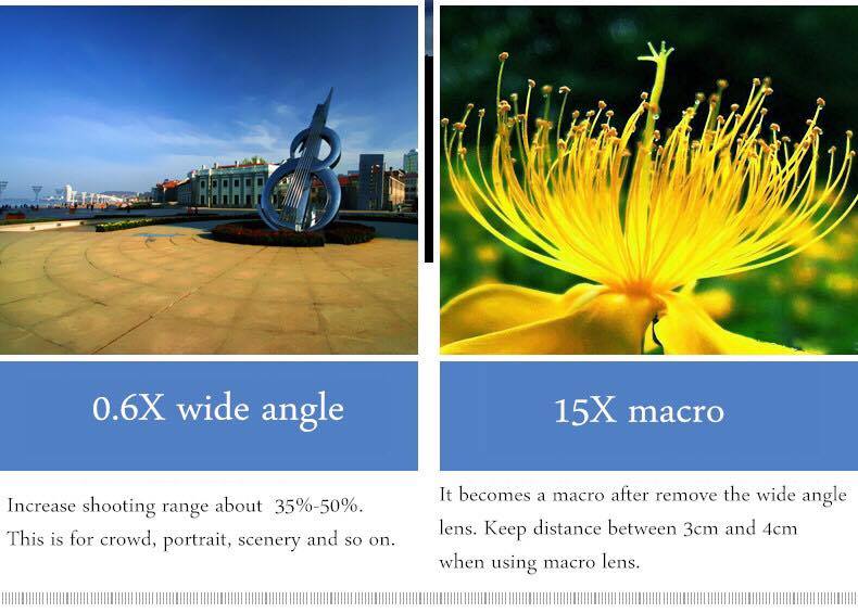 เลนส์เสริมมือถือ รุ่น HPLQ-025 คลิปเลนส์ 0.6X Wide-angle 15X Macro-lens