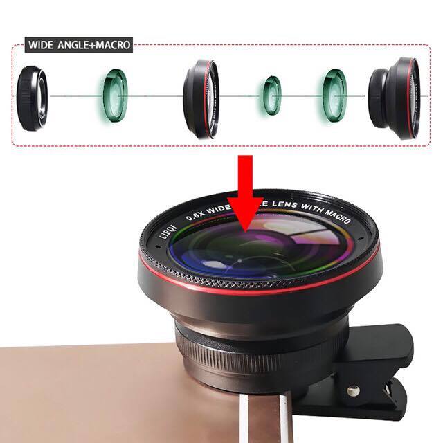 เลนส์เสริมมือถือ รุ่น HPLQ-025 คลิปเลนส์ 0.6X Wide-angle 15X Macro-lens
