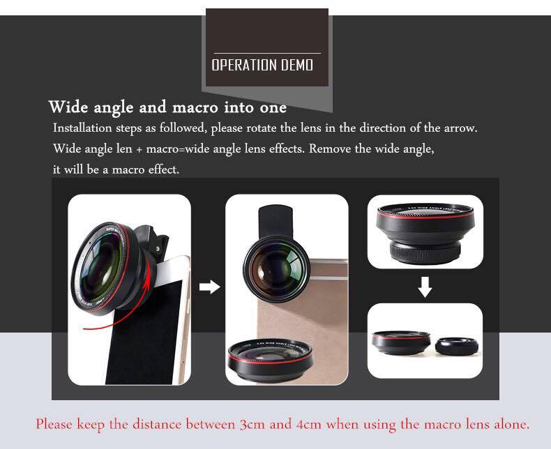 เลนส์เสริมมือถือ รุ่น HPLQ-025 คลิปเลนส์ 0.6X Wide-angle 15X Macro-lens