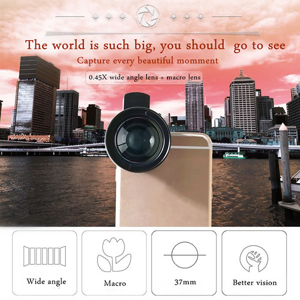 เลนส์เสริมมือถือ รุ่น HPLQ-027 คลิปเลนส์ 0.45X Wide-angle 10X Macro-lens