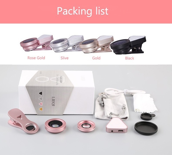 เลนส์เสริมมือถือ รุ่น HPLQ-035 พร้อมไฟแฟลช Flash Light 3 in 1 Camera Lens