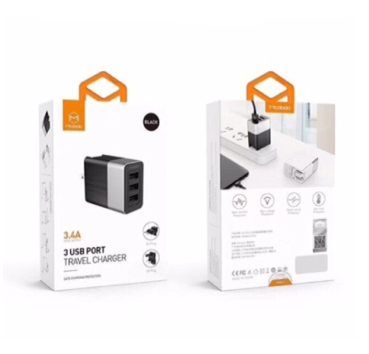 รับสกรีน ปลั๊ก Universal Adaptor with 3USB หัวแปลงขาปลั๊กพร้อมช่องชาร์จUSB