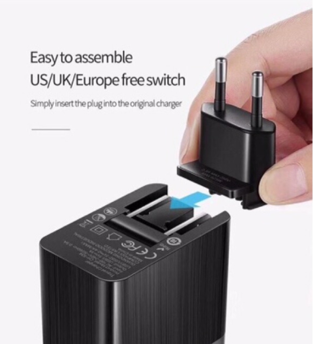รับสกรีน ปลั๊ก Universal Adaptor with 3USB หัวแปลงขาปลั๊กพร้อมช่องชาร์จUSB