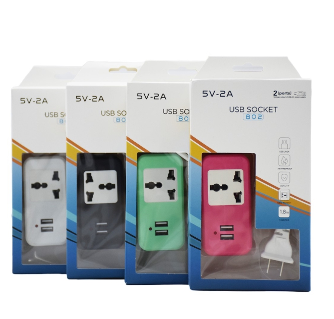 รับสกรีน ปลั๊กพ่วง 2usb 1ช่อง Sockt802 ปลั๊กไฟ 1 ตา รางปลั๊กไฟ usb smart socket รางปลั๊กไฟ ปลั๊กไฟ usb ปลั๊กพ่วง usb quick charge