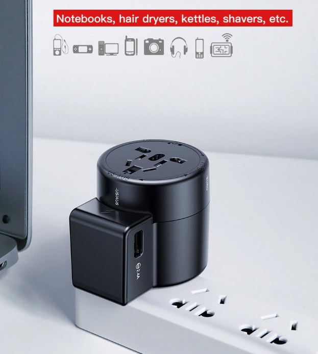 รับสกรีน Baseus ปลั๊กทั่วโลก ใช้ได้ทั่วโลกเพียงแค่หมุน หัวแปลงรอบโลก Universal Adapter Plug