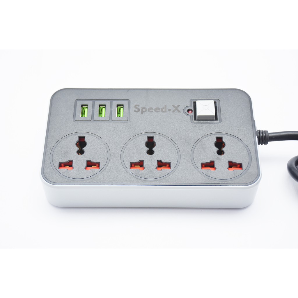 รับสกรีน ปลั๊ก ปลั๊กไฟ 3ช่อง รางปลั๊กไฟ 3usb AM303 สาย2เมตร ปิดแยกช่องอิสระ ปลั๊ก smart socket ปลั๊กไฟusb ปลั๊กพ่วง usb quick charge
