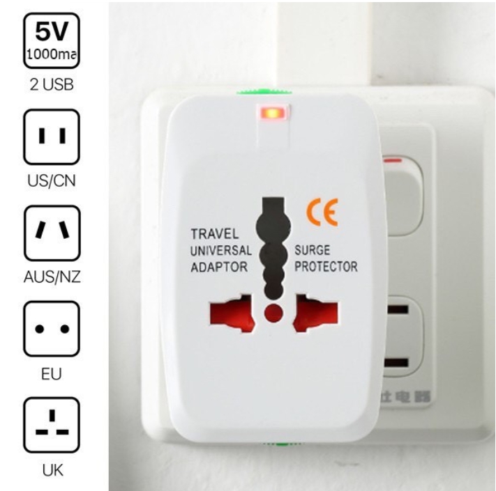 รับสกรีน ปลั๊กแปลงไฟ ต่างประเทศ หัวปลั๊ก เอนกประสงค์ All In One Universal Travel Adapter 