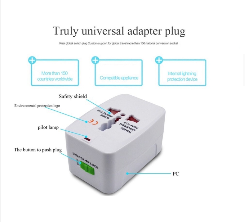 รับสกรีน ปลั๊กแปลงไฟ ต่างประเทศ หัวปลั๊ก เอนกประสงค์ All In One Universal Travel Adapter 