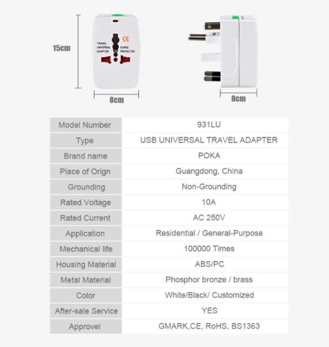 รับสกรีน ปลั๊กแปลงไฟ ต่างประเทศ หัวปลั๊ก เอนกประสงค์ All In One Universal Travel Adapter 