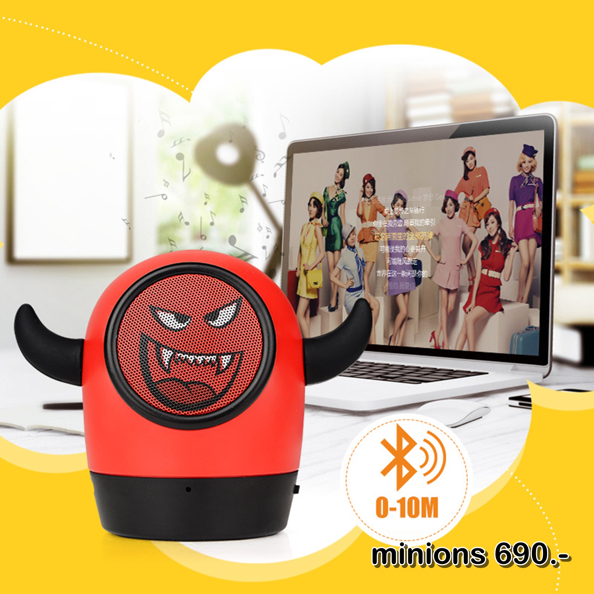 ลำโพงบลูทูธ Wireless Speaker Bluetooth ไร้สาย ปีศาจฮอร์น มินิ สเตอริโอ ขนาดพกพา