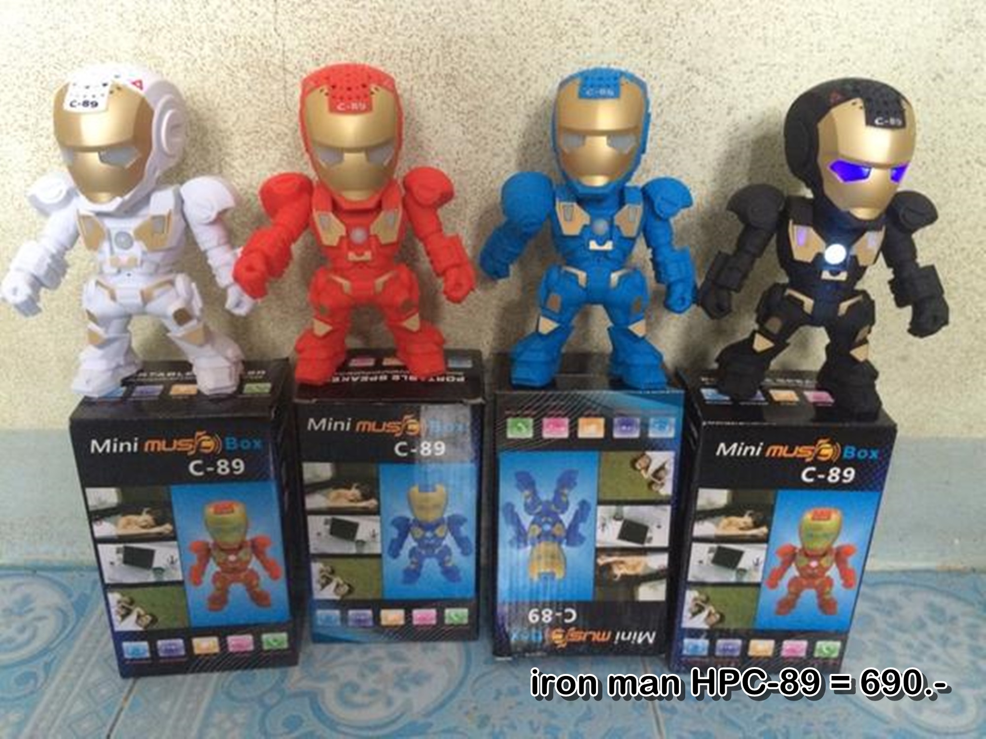 ลำโพงบลูทูธ Wireless Speaker Bluetooth ไร้สาย iron man Mini music Box HPC-89 สเตอริโอ ขนาดพกพา