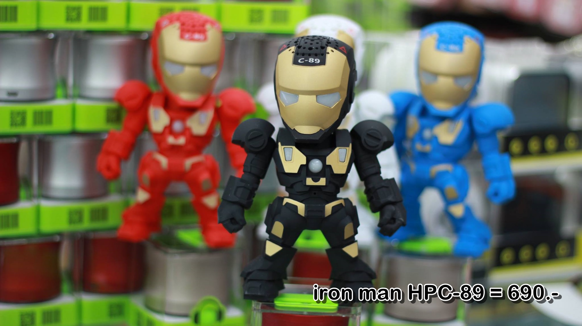 ลำโพงบลูทูธ Wireless Speaker Bluetooth ไร้สาย iron man Mini music Box HPC-89 สเตอริโอ ขนาดพกพา