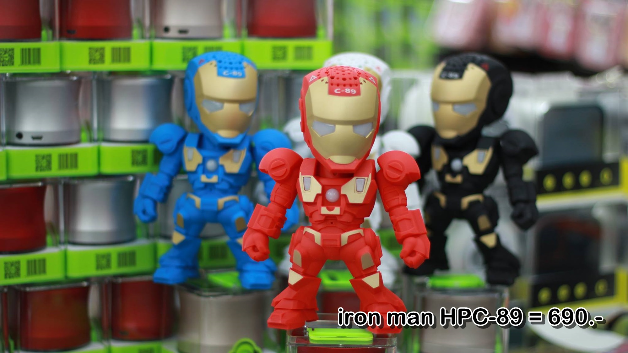 ลำโพงบลูทูธ Wireless Speaker Bluetooth ไร้สาย iron man Mini music Box HPC-89 สเตอริโอ ขนาดพกพา