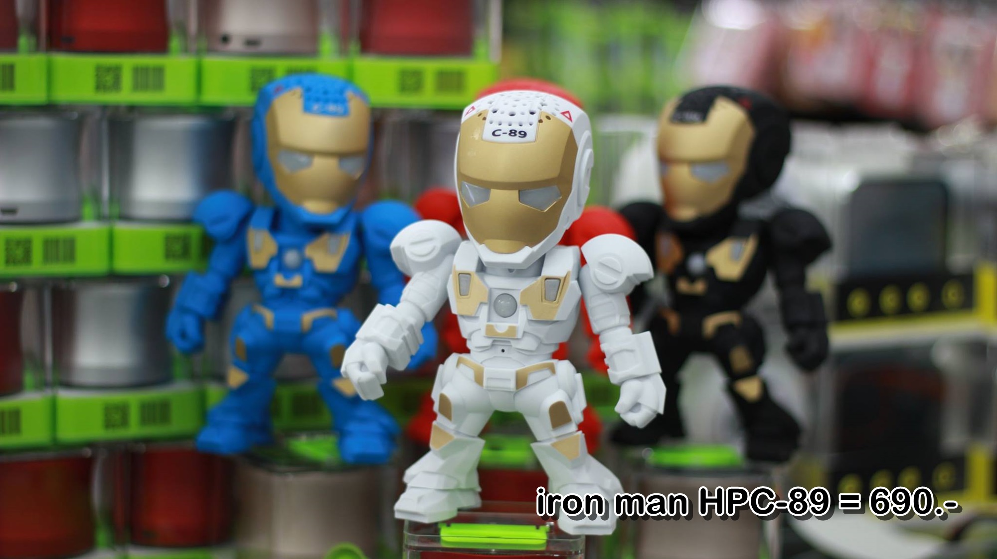 ลำโพงบลูทูธ Wireless Speaker Bluetooth ไร้สาย iron man Mini music Box HPC-89 สเตอริโอ ขนาดพกพา