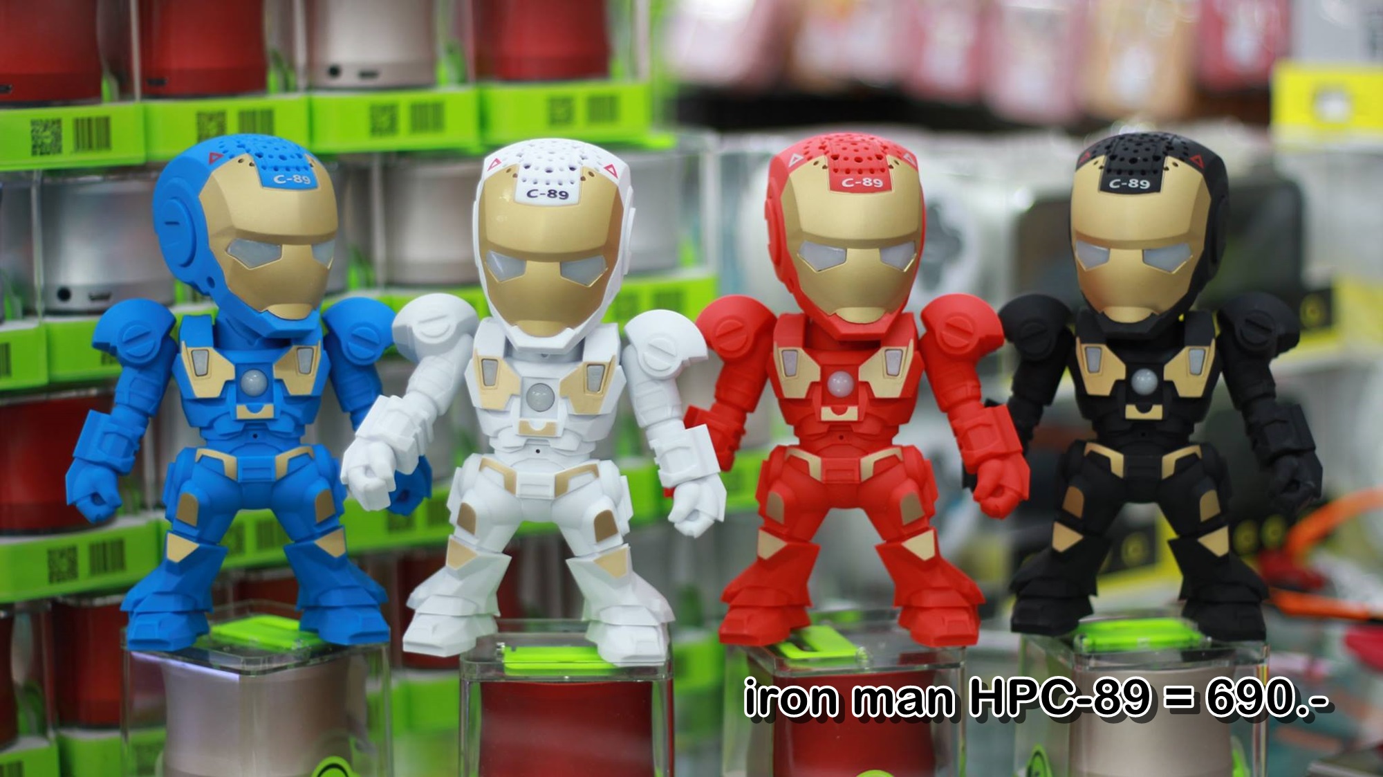 ลำโพงบลูทูธ Wireless Speaker Bluetooth ไร้สาย iron man Mini music Box HPC-89 สเตอริโอ ขนาดพกพา