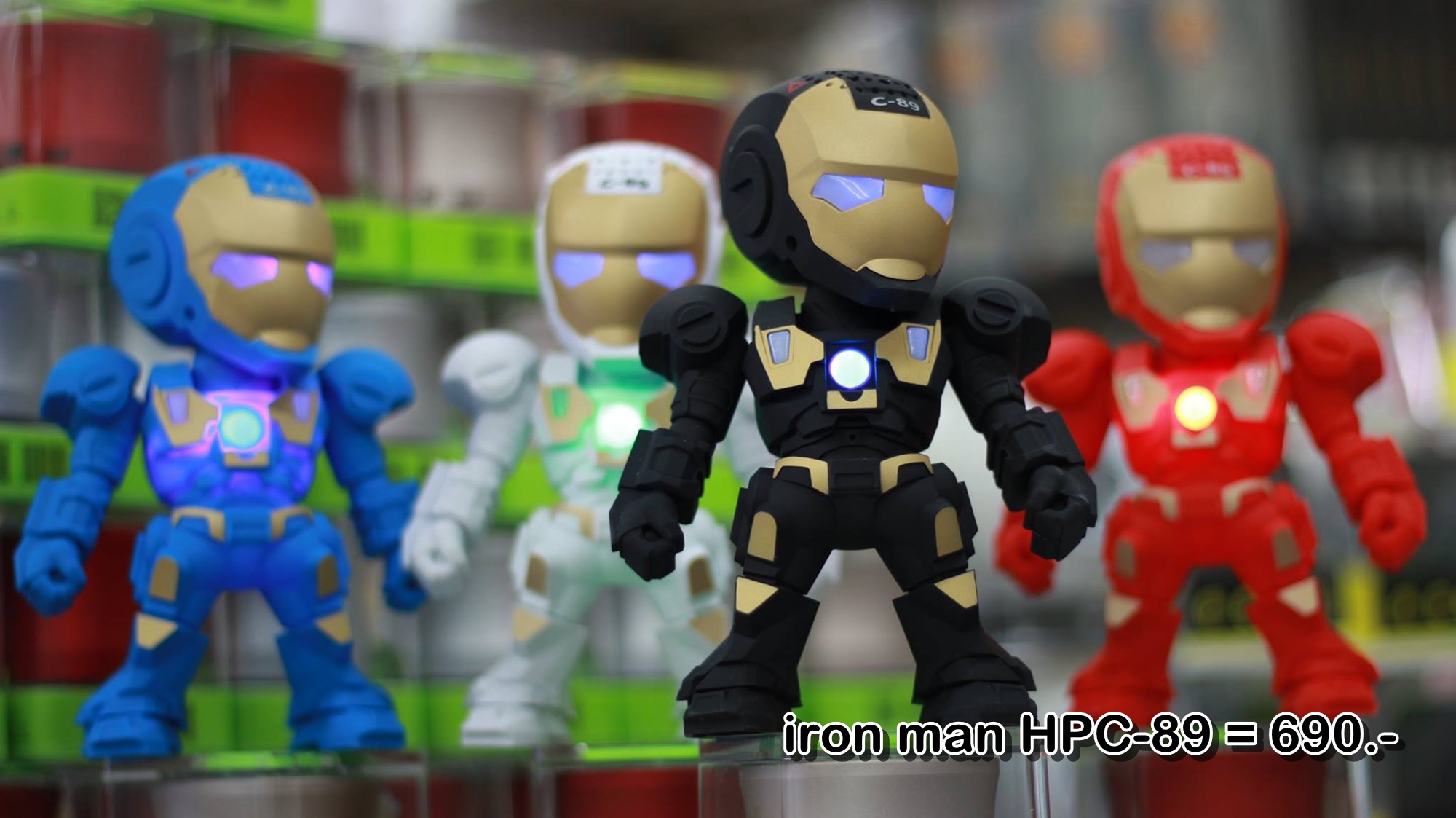 ลำโพงบลูทูธ Wireless Speaker Bluetooth ไร้สาย iron man Mini music Box HPC-89 สเตอริโอ ขนาดพกพา