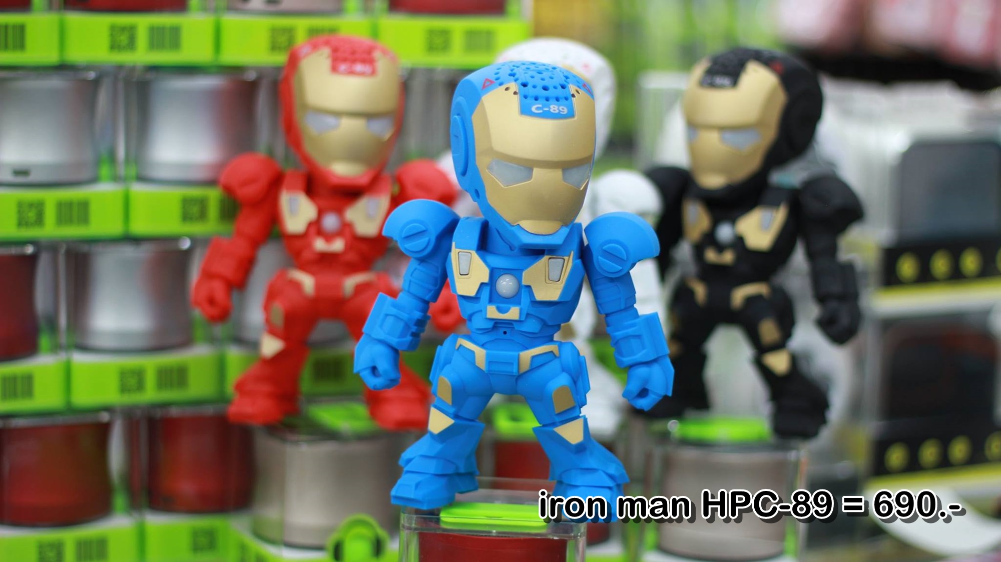 ลำโพงบลูทูธ Wireless Speaker Bluetooth ไร้สาย iron man Mini music Box HPC-89 สเตอริโอ ขนาดพกพา