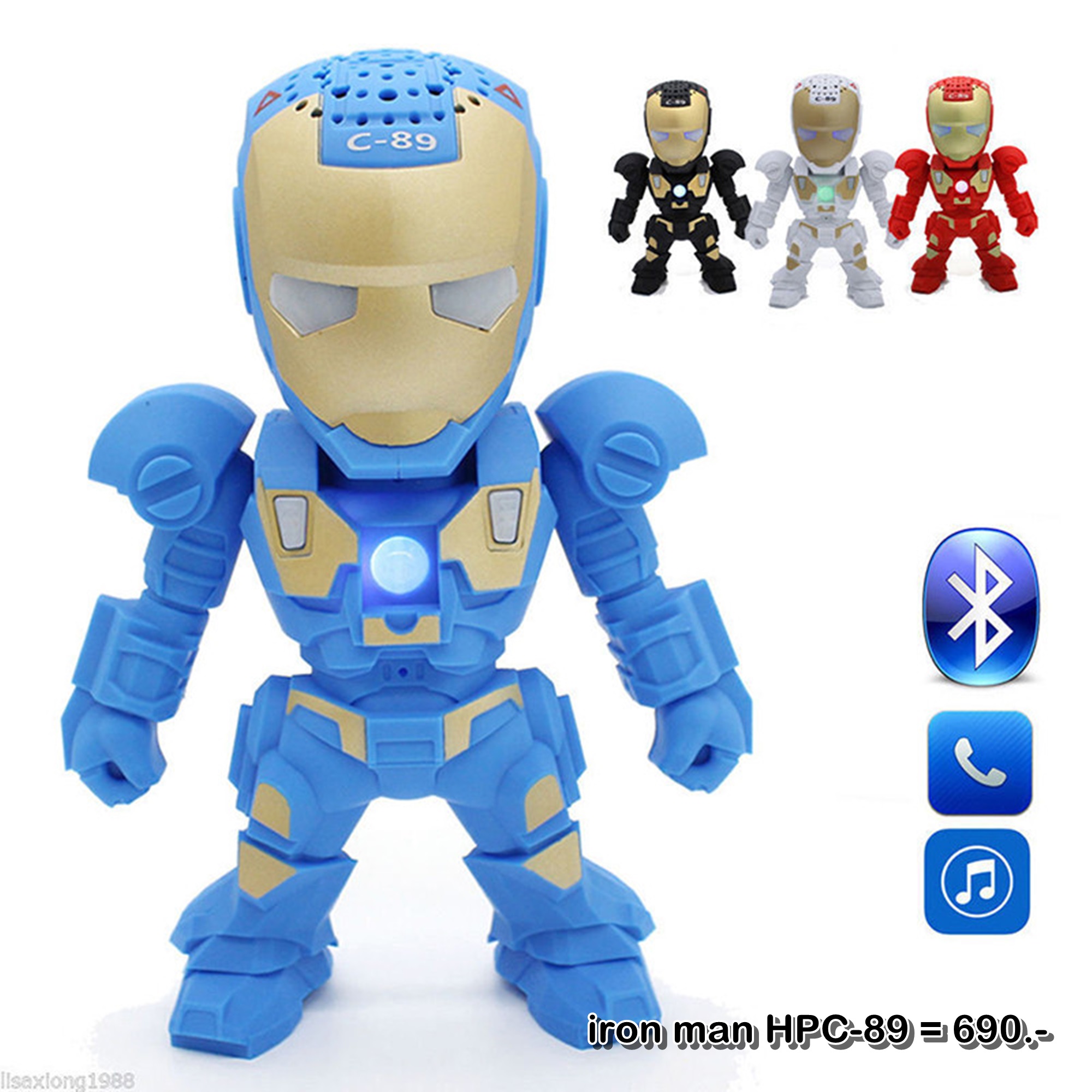 ลำโพงบลูทูธ Wireless Speaker Bluetooth ไร้สาย iron man Mini music Box HPC-89 สเตอริโอ ขนาดพกพา