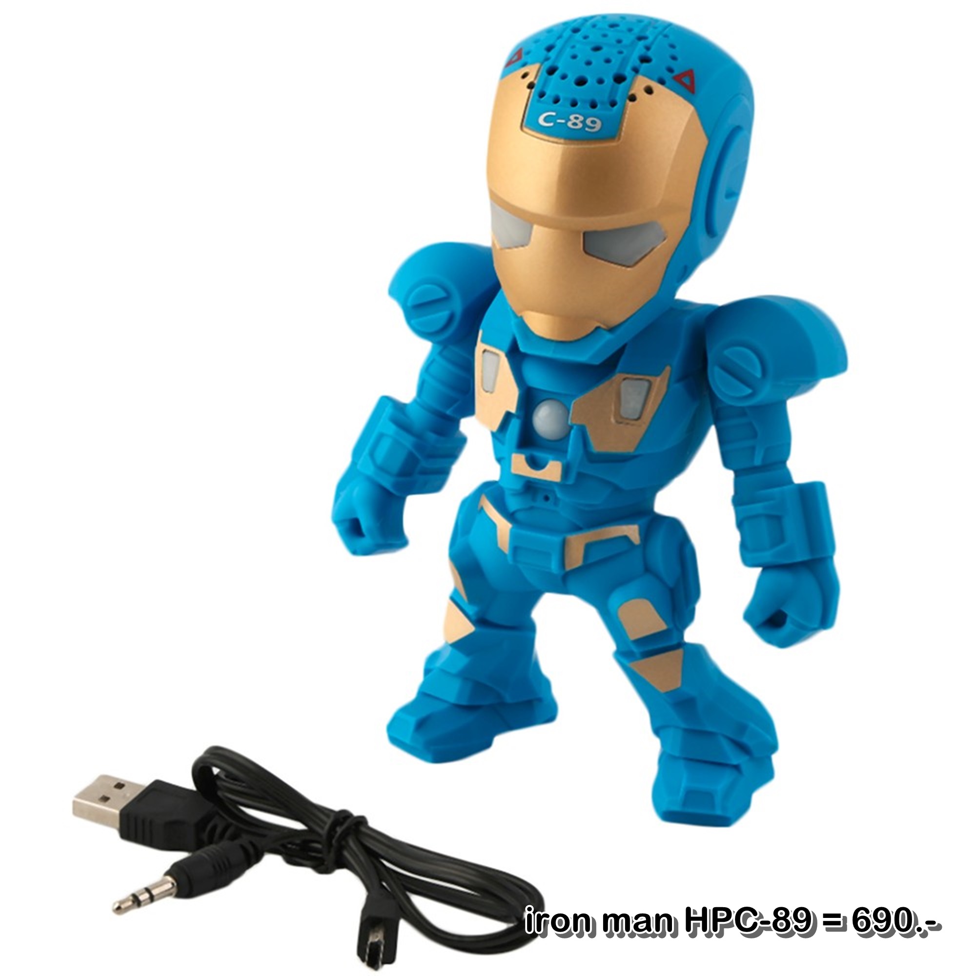 ลำโพงบลูทูธ Wireless Speaker Bluetooth ไร้สาย iron man Mini music Box HPC-89 สเตอริโอ ขนาดพกพา