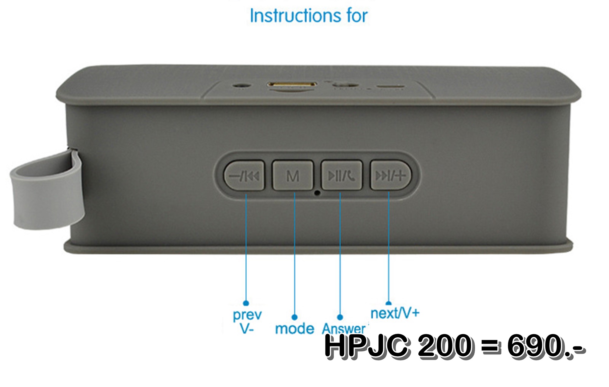 ลำโพงบลูทูธ Wireless Speaker Bluetooth ไร้สาย HPJC 200 สเตอริโอ ขนาดพกพา