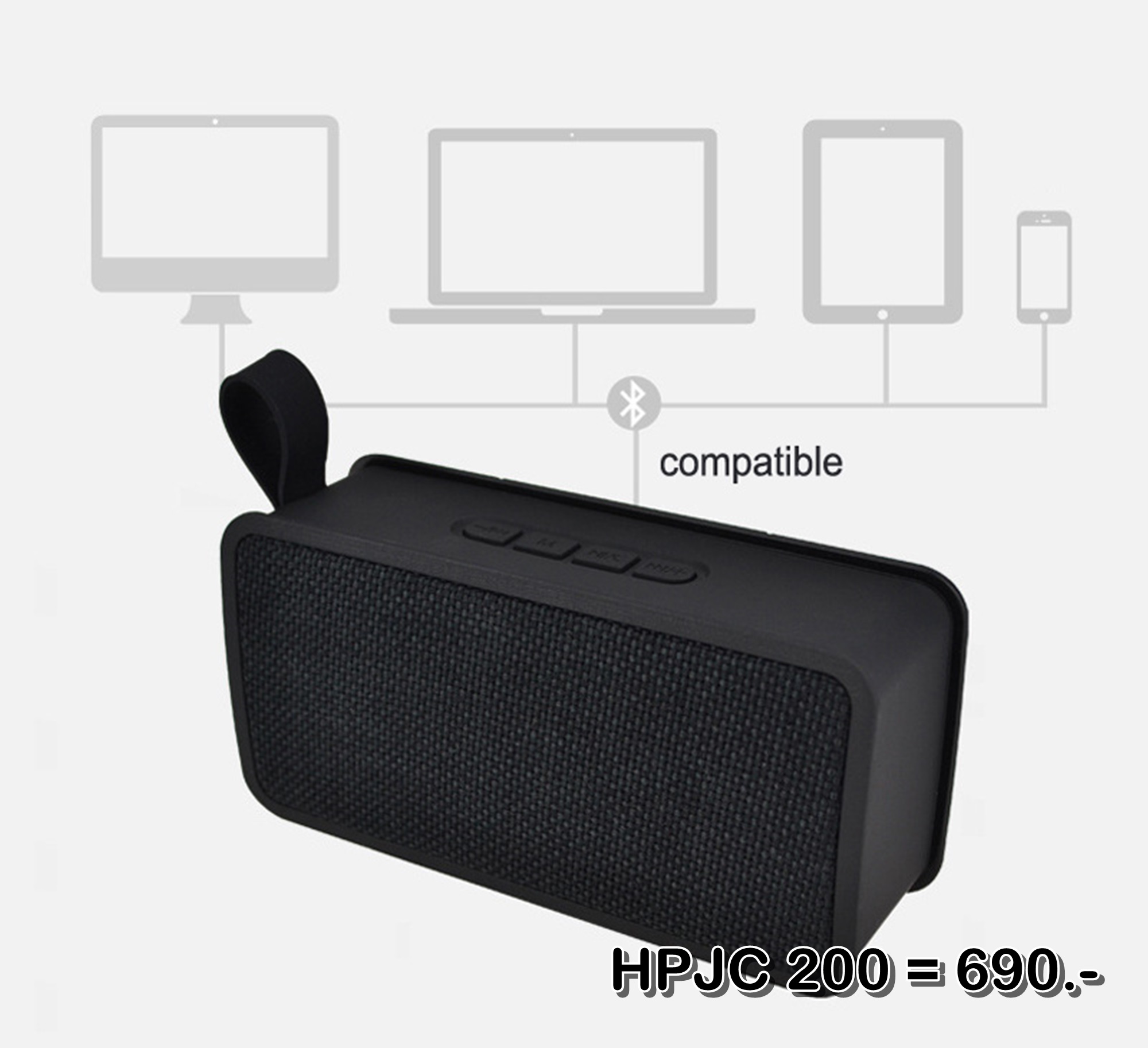 ลำโพงบลูทูธ Wireless Speaker Bluetooth ไร้สาย HPJC 200 สเตอริโอ ขนาดพกพา