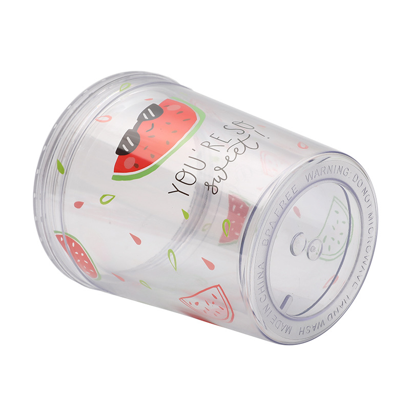 แก้วพลาสติก2ชั้น 12oz แก้วน้ำลายการ์ตูน แก้วน้ำลายไดโนเสาร์ แก้วเก็บความเย็น กระบอกน้ำ แก้วน้ำ แก้วน้ำแบบใส ทรงคริสตัล