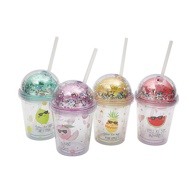 แก้วพลาสติก2ชั้น 12oz แก้วน้ำลายการ์ตูน แก้วน้ำลายไดโนเสาร์ แก้วเก็บความเย็น กระบอกน้ำ แก้วน้ำ แก้วน้ำแบบใส ทรงคริสตัล