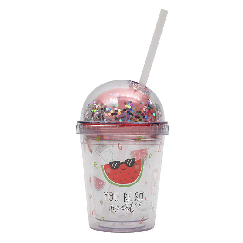 แก้วพลาสติก2ชั้น 12oz แก้วน้ำลายการ์ตูน แก้วน้ำลายไดโนเสาร์ แก้วเก็บความเย็น กระบอกน้ำ แก้วน้ำ แก้วน้ำแบบใส ทรงคริสตัล
