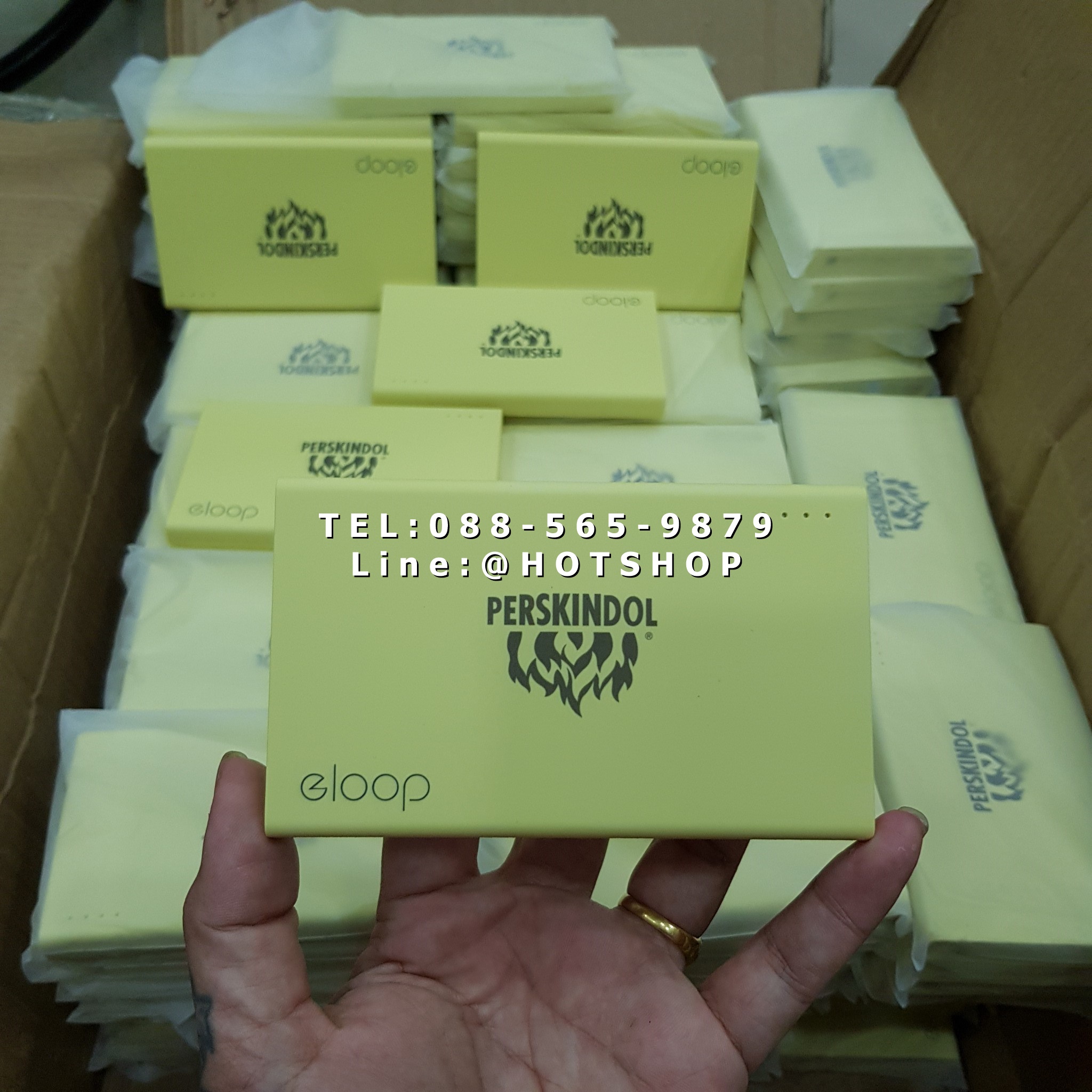 รับสกรีน powerbank แบตสำรอง รุ่น eloop e12 11000ma ลายไม้