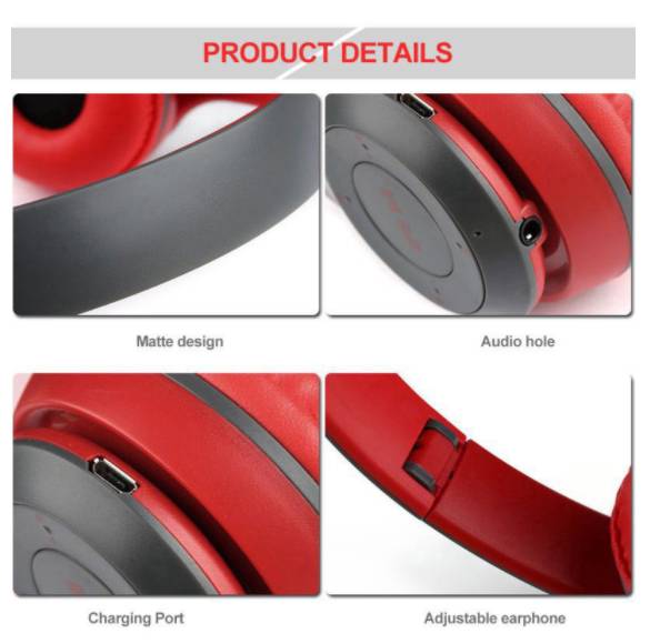 รับสกรีน หูฟัง หูฟังไร้สาย หูฟังบลูทูธ ไร้สาย ใส่เมมโมรี่/ ฟังวิทยุF.M Bluetooth Headphone Stereo 