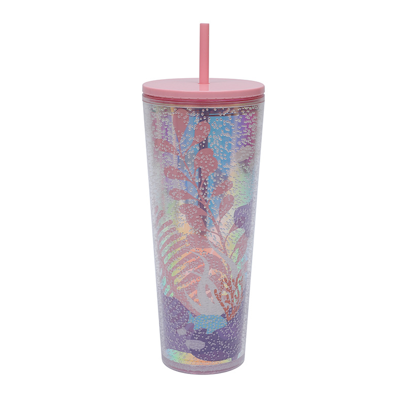 แก้วพลาสติกใส2ชั้น 22oz แก้วน้ำใส แก้วน้ำพลาสติกหนา แก้วเก็บความเย็น กระบอกน้ำ แก้วน้ำ แก้วน้ำแบบใส ทรงคริสตัล