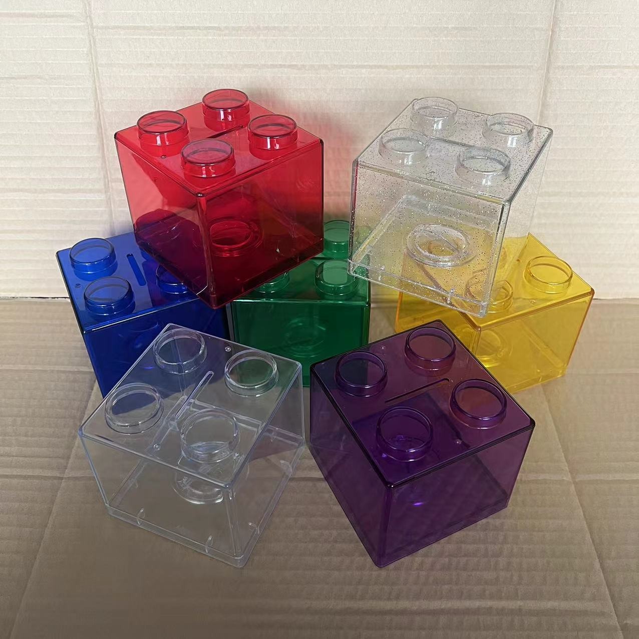 ออมสิน บล็อคตัวต่อ หยอดเหรียญ หยอดแบงก์ นำมาต่อกันได้ ตกแต่งบ้าน ออมสินเลโก้